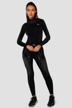 Contour Seamless 1/4 Zip - Black/Platinum Grey 8 Contour Seamless 1/4 Zip - Black/Platinum Grey -Montirex ContourSeamless1 4Zip Black PlatinumGrey FullFront