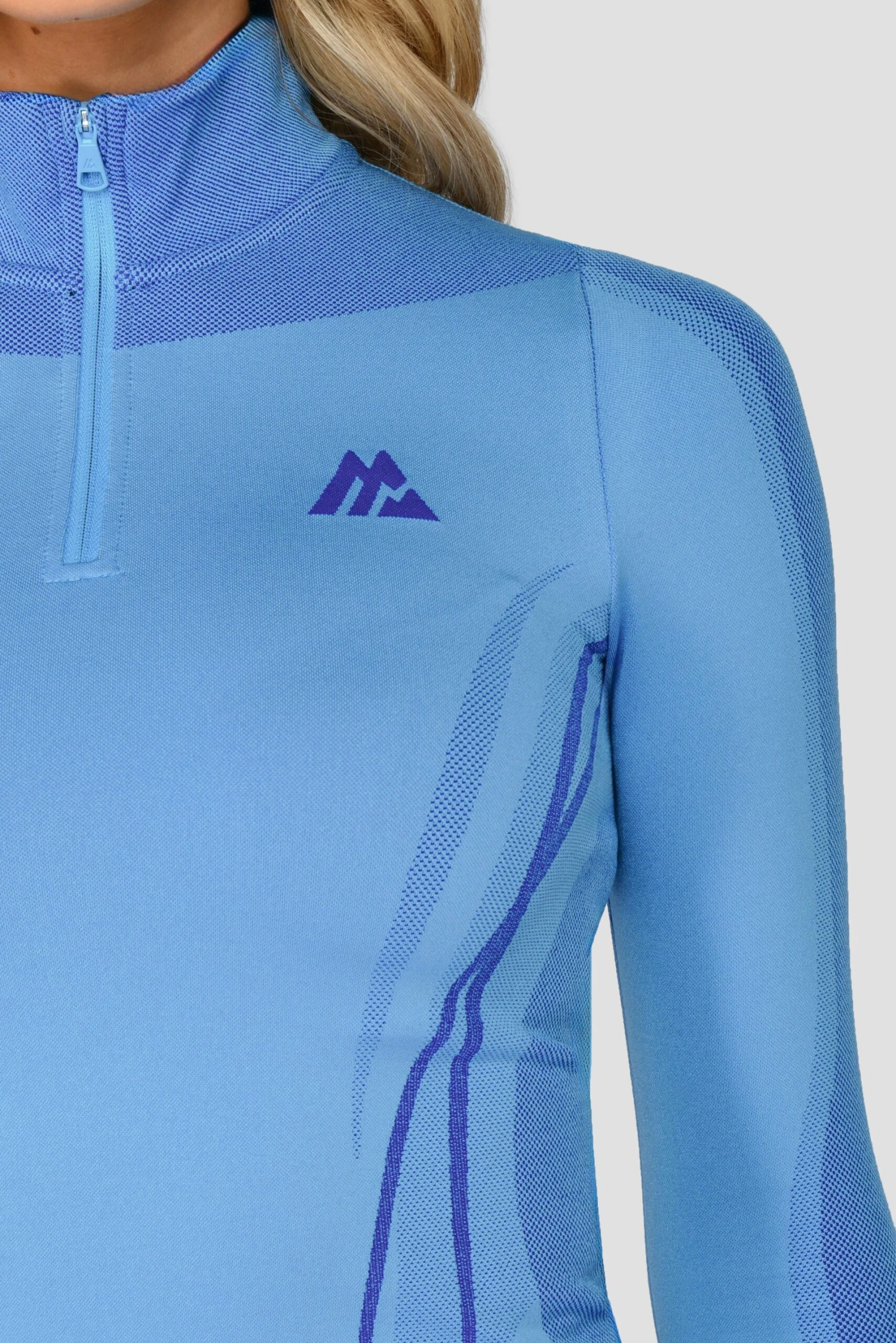 Contour Seamless 1/4 Zip - Powder Blue/Egyptian Blue 7 Contour Seamless 1/4 Zip - Powder Blue/Egyptian Blue - Image 5