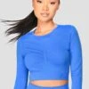 Evolve Seamless Crop - Egyptian Blue 1 Evolve Seamless Crop - Egyptian Blue -Montirex EVOLVE CORE SEAMLESS LS CROP Egyptian Blue close front