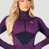 Energy 2.0 Seamless 1/4 Zip - Midnight Blue/Magenta -Montirex Energy2.0Seamless1 4Zip MidnightBlue Magenta closefront