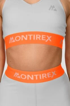Icon Contrast Bra Top - Light Smoke Grey/Safety Orange -Montirex ICON CONTRAST BRA TOP LIGHT SMOKE GREY SAFETY ORANGE close