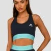 Icon Contrast Sports Bra - Midnight Blue/Arctic Blue/Neon Sky -Montirex ICONCONTRAST BOOTYSHORTS NEONSKY MIDNIGHTBLUE CLOSEFRONT 1