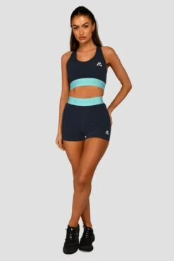 Icon Contrast Sports Bra - Midnight Blue/Arctic Blue/Neon Sky -Montirex ICONCONTRASTSPORTSBRA NEONSKY MIDNIGHTBLUE FULLFRONT