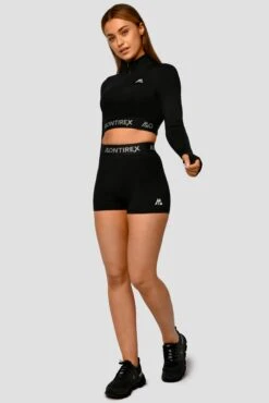 Icon 1/4 Zip - Black -Montirex Icon 1 4 Zip Top Black Full Front