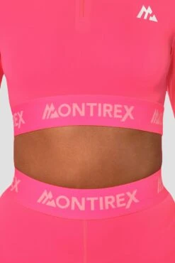 Icon 1/4 Zip - Neon Pink -Montirex Icon 1 4 Zip Top Neon Pink Close