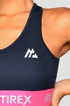 Icon Contrast Bra Top - Midnight Blue/Neon Pink/Capri -Montirex IconContrastBraTop MidnightBlue NeonPink Capri close