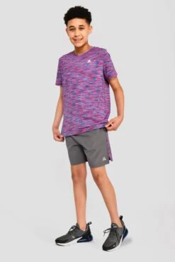 Junior Trail 2.0 T-Shirt - Navy/Pink -Montirex JN TRAIL 2.0 TEE MIDNIGHT BLUE NEON BLUE NEON SKY SHOCKING PINK MAGENTA front
