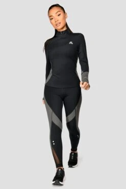Power Panelled Legging - Black/Dark Slate Grey -Montirex POWERPANELLEDLEGGING Black DarkSlate fullfront