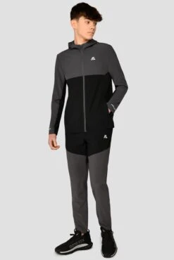 Junior Rush Running Pant - Jet Grey/Black -Montirex RUSH RUNNING PANT JET GREY BLACK full front