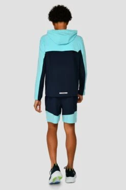 Junior Rush Running Short - Neon Sky/Midnight Blue -Montirex RUSHRUNNINGSHORT NEONSKY MIDNIGHTBLUE fullback