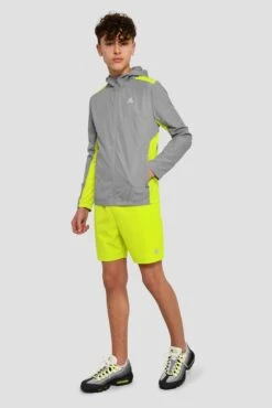 Junior Speed Windbreaker - Platinum Grey/Electric Lime -Montirex SPEEDWINDBREAKER PLATINUMGREY ELECTRICLIME front