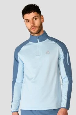Summit Poly 1/4 Zip - Moonstone Marl/Steel Blue