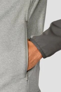 Summit Poly 1/4 Zip - Platinum Grey Marl/Cement Grey 12 Summit Poly 1/4 Zip - Platinum Grey Marl/Cement Grey -Montirex SUMMIT POLY 1 4 ZIP PLATINUM GREY MARL CEMENT GREY close sleeve