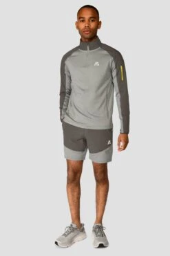 Summit Poly Short - Platinum Grey Marl/Cement Grey -Montirex SUMMIT POLY SHORT PLATINUM GREY MARL CEMENT GREY full front