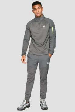 Summit 1/4 Zip - Grey Marl/Jet Grey -Montirex SUMMITPOLY1 4ZIP GREYMARL JETGREY front