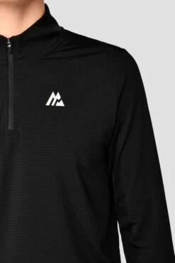Junior Speed 1/4 Zip - Black -Montirex Speed 1 4 Zip Black Logo Detail