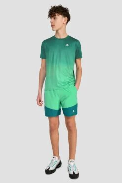 Junior Track Fade T-Shirt - Deep Sea/Mountain Meadow -Montirex TRACK FADE TEE DEEP SEA MOUNTAIN MEADOW front