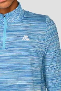 Junior Trail 2.0 1/4 Zip - Neon Blue/Sky -Montirex TRAIL 2.0 1 4 ZIP NEON BLUE NEON SKY WHITE close