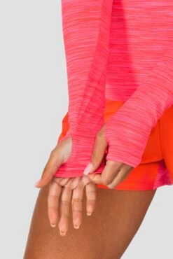 Women's Trail 2.0 1/4 Zip - Neon Pink/Red -Montirex TRAIL 2.0 1 4 ZIP NEON PINK MAGENTA PINK PUNCH SHOCKING PINK FIESTA RED LOGO SLEEVEDETAIL