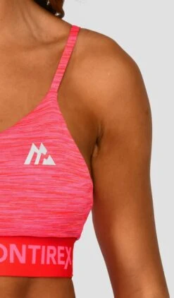 Trail Icon Bra Top- Neon Pink/Red -Montirex TRAIL ICON BRA TOP NEON PINK MAGENTA PINK PUNCH SHOCKING PINK FIESTA RED LOGO DETAIL