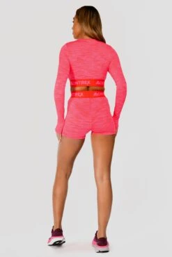 Trail Icon Long Sleeve Crop - Neon Pink/Red -Montirex TRAIL ICON LS CROP NEON PINK MAGENTA PINK PUNCH SHOCKING PINK FIESTA RED back