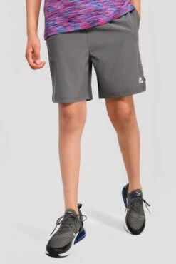 Junior Trail Panel Short - Dark Grey/Navy/Pink -Montirex TRAIL PANEL SHORT CEMENT GREY MIDNIGHT BLUE SHOCKING PINK front