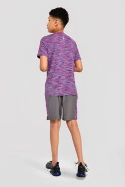 Junior Trail Panel Short - Dark Grey/Navy/Pink -Montirex TRAIL PANEL SHORT CEMENT GREY MIDNIGHT BLUE SHOCKING PINK full back