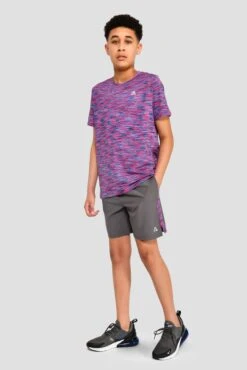 Junior Trail Panel Short - Dark Grey/Navy/Pink -Montirex TRAIL PANEL SHORT CEMENT GREY MIDNIGHT BLUE SHOCKING PINK full front