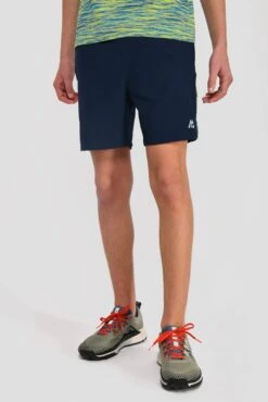 Junior Trail Panel Short - Navy/Neon Blue/Lime -Montirex TRAIL PANEL SHORT MIDNIGHT BLUE NEON BLUE LIME FROST front