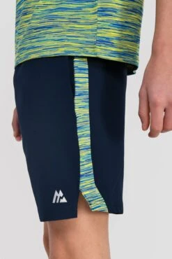 Junior Trail Panel Short - Navy/Neon Blue/Lime -Montirex TRAIL PANEL SHORT MIDNIGHT BLUE NEON BLUE LIME FROST logo detail