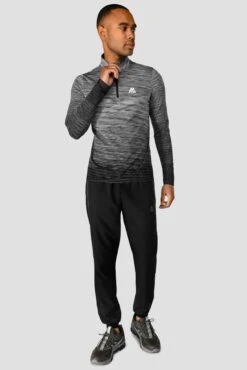 Trail Seamless 1/4 Zip - Black/Grey Multi -Montirex TRAIL SEAMLESS 1 4 ZIP BLACK WHITE CEMENT GREY Full front