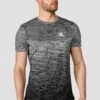 Trail Seamless T-Shirt - Black/Grey Multi -Montirex TRAIL SEAMLESS TEE BLACK WHITE CEMENT GREY close front