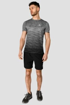 Trail Seamless T-Shirt - Black/Grey Multi -Montirex TRAIL SEAMLESS TEE BLACK WHITE CEMENT GREY full front