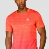 Trail Seamless T-Shirt - Fiery Orange/Hot Pink/Hibiscus 2 Trail Seamless T-Shirt - Fiery Orange/Hot Pink/Hibiscus -Montirex TRAIL SEAMLESS TEE FIERY ORANGE HOT PINK HIBISCUS close front