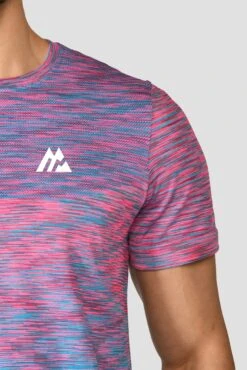 Trail Seamless T-Shirt - Pink/Blue 12 Trail Seamless T-Shirt - Pink/Blue -Montirex TRAIL SEAMLESS TEE HIBISCUS MAYA BLUE close