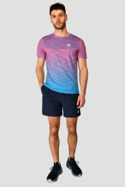 Trail Seamless T-Shirt - Pink/Blue 10 Trail Seamless T-Shirt - Pink/Blue -Montirex TRAIL SEAMLESS TEE HIBISCUS MAYA BLUE front