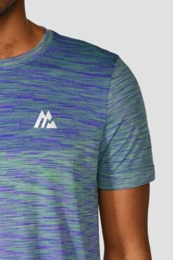 Trail Seamless T-Shirt - Green/Purple -Montirex TRAIL SEAMLESS TEE MOUNTAIN MEADOW PURPLE Close