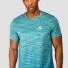 Trail Seamless T-Shirt - Neon Blue/Maya Blue -Montirex TRAIL SEAMLESS TEE NEON BLUE MAYA BLUE close front