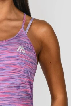 Trail 2.0 Strappy Vest - Purple/Pink -Montirex TRAIL2.0STRAPPYVEST THISTLE ROYALPURPLE VIVIDVIOLET NEONPINK CLOSEUPLOGO