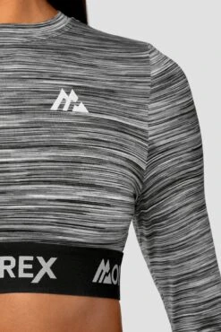 Trail Icon Long Sleeve Crop - Black/Grey Multi -Montirex Trail Icon LS Crop GREY BLACK WHITE Close logo