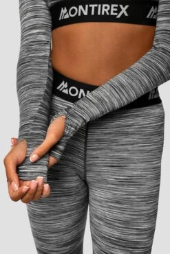 Trail Icon Long Sleeve Crop - Black/Grey Multi -Montirex Trail Icon LS Crop GREY BLACK WHITE Sleeve detail
